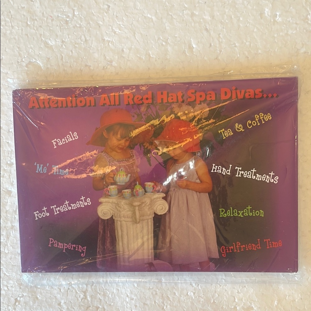 Red Hat Spa Divas spa invitations postcards Y2K
